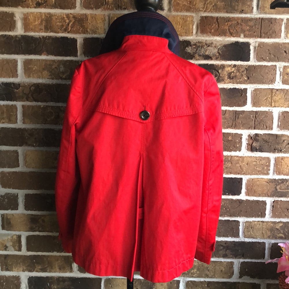 Lands End Red Double-Breasted Peacoat Style Rain Coat Jacket - Picture 7 of 15